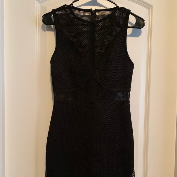 Express Mixed Mesh Black Dress - Picture 2 of 2